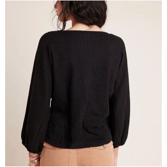 Anthropologie Arya Textured Top in Black Size Small - Picture 2 of 7
